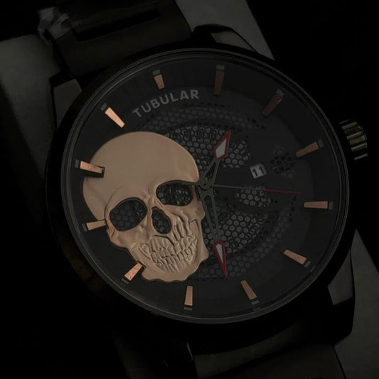 Reloj Tubular Calavera Negra