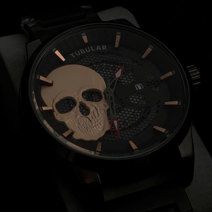 Reloj Tubular Calavera Negra