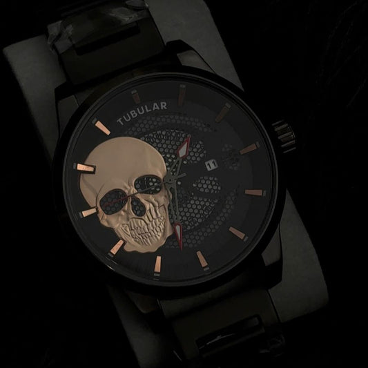 Reloj Tubular Calavera Negra